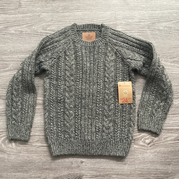 Canadiana Other - Boys Canadians Grey Marled Cable Knit Sweater